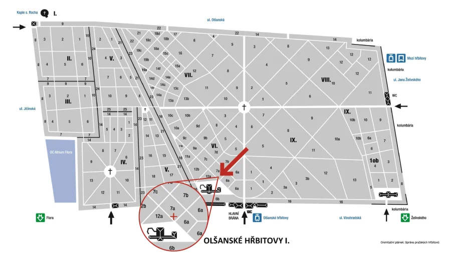 obecní hrobka - mapka